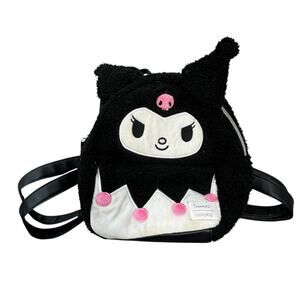 NEW Loungefly Sanrio Kuromi Soft Plush Sherpa Mini Backpack Purse Bag Cosplay